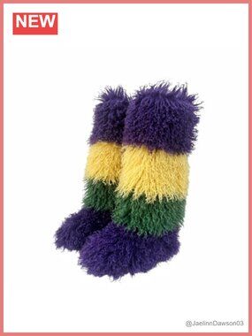 Faux Fur Knee-High Winter Boots for Women, Mongolian Fluffy Fuzzy Tall Furry